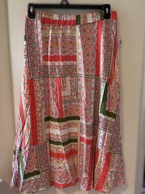 Boho Patchwork Midi Skirt Women’s 2X